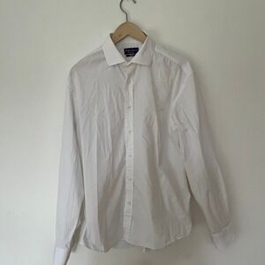 Ralph Lauren Purple Label Mens White Stretch Cotton Dress Shirt Made in Italy 17